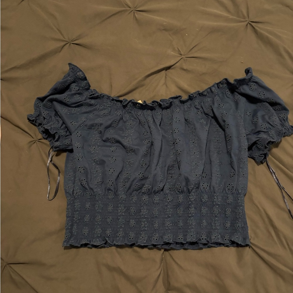 Women's Blue Off-Shoulder Top